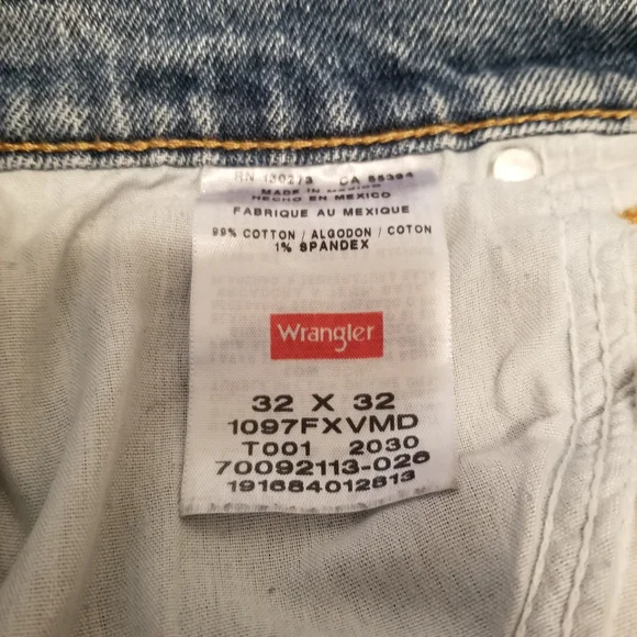 Wrangler Men's Blue Denim Jeans Size 32 X 32, Straight Leg 5 Pocket - Picture 4 of 10